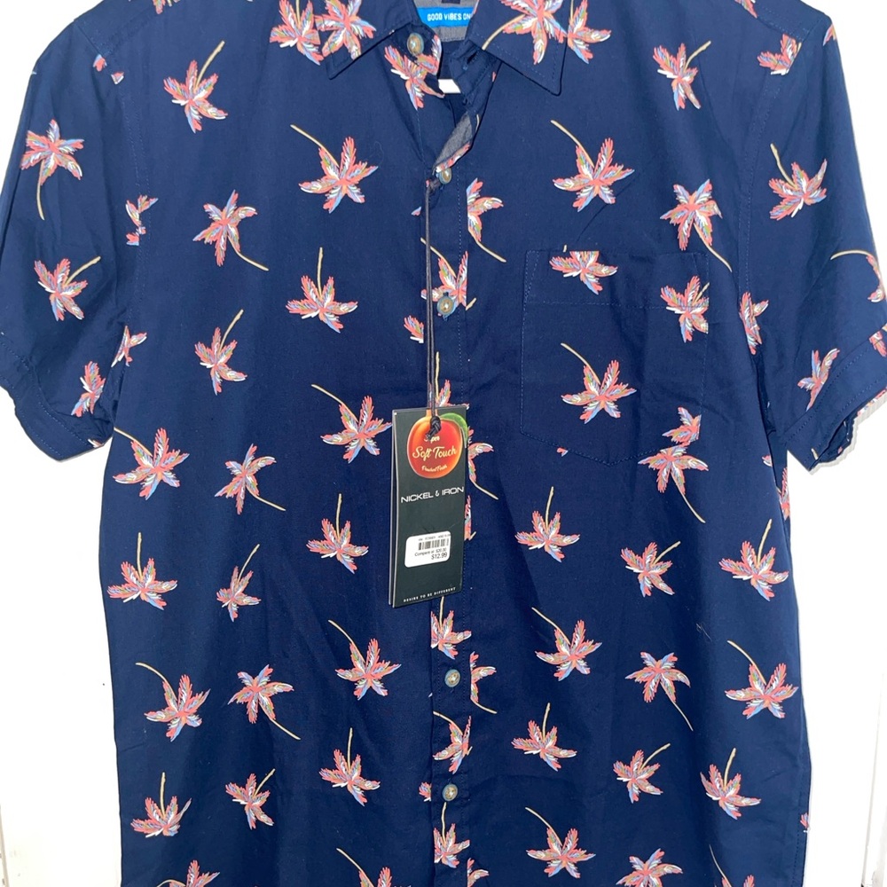 Nickel & Iron Men's “Hawaiian” Blue Printed Shirt Sz S SKU: 0826-49 NWT